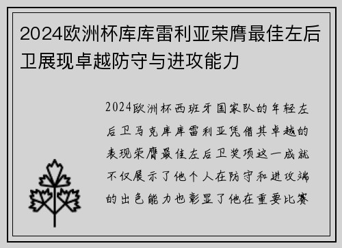 2024欧洲杯库库雷利亚荣膺最佳左后卫展现卓越防守与进攻能力 2024欧洲杯库库雷利亚荣膺最佳左后卫展现卓越防守与进攻能力